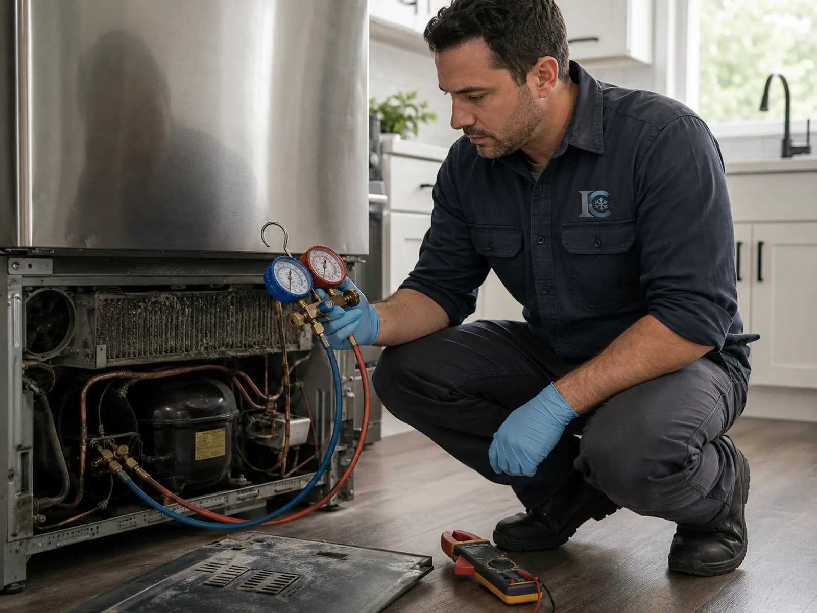 IronCore technician repairing an appliance